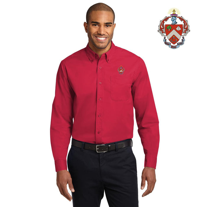 Discount Triangle Fraternity Crest Shield Long Sleeve Oxford DISCOUNT-Triangle Fraternity Crest - Shield Long Sleeve Oxford