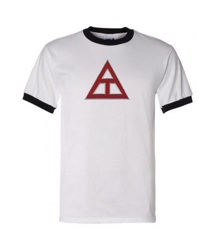 Discount Triangle Fraternity Lettered Ringer Shirt DISCOUNT- Triangle Fraternity Lettered Ringer Shirt