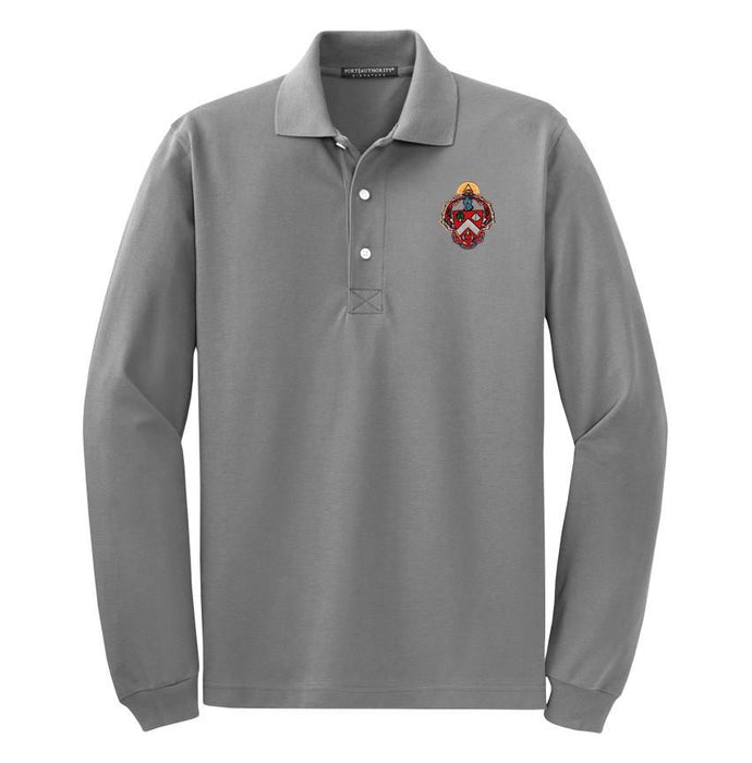 Discount Triangle Fraternity Patch Long Sleeve Polo DISCOUNT-Triangle Fraternity Patch Long Sleeve Polo