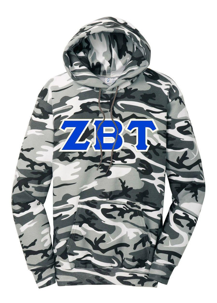 Discount Zeta Beta Tau Camo Pullover Hooded Sweatshirt DISCOUNT-Zeta Beta Tau Camo Pullover Hooded Sweatshirt