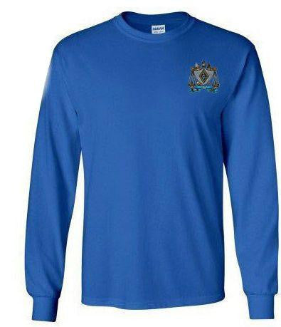 Discount Zeta Beta Tau Fraternity Crest Shield Longsleeve Tee DISCOUNT-Zeta Beta Tau Fraternity Crest - Shield Longsleeve Tee