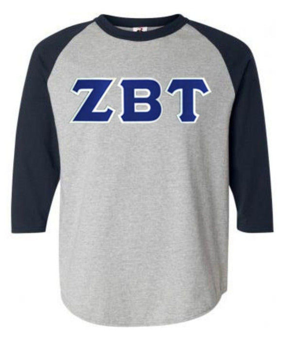 Discount Zeta Beta Tau Lettered Raglan T Shirt DISCOUNT- Zeta Beta Tau Lettered Raglan T-Shirt