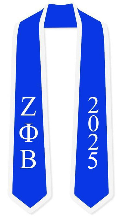 Discount Zeta Phi Beta Greek 2 Tone Lettered Graduation Sash Stole W/ Year DISCOUNT-Zeta Phi Beta Greek 2 Tone Lettered Graduation Sash Stole w/ Year