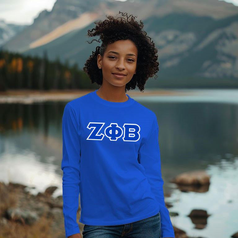 Discount Zeta Phi Beta Lettered Long Sleeve Tee DISCOUNT Zeta Phi Beta Lettered Long Sleeve Tee