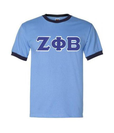 Discount Zeta Phi Beta Lettered Ringer Shirt DISCOUNT-Zeta Phi Beta Lettered Ringer Shirt