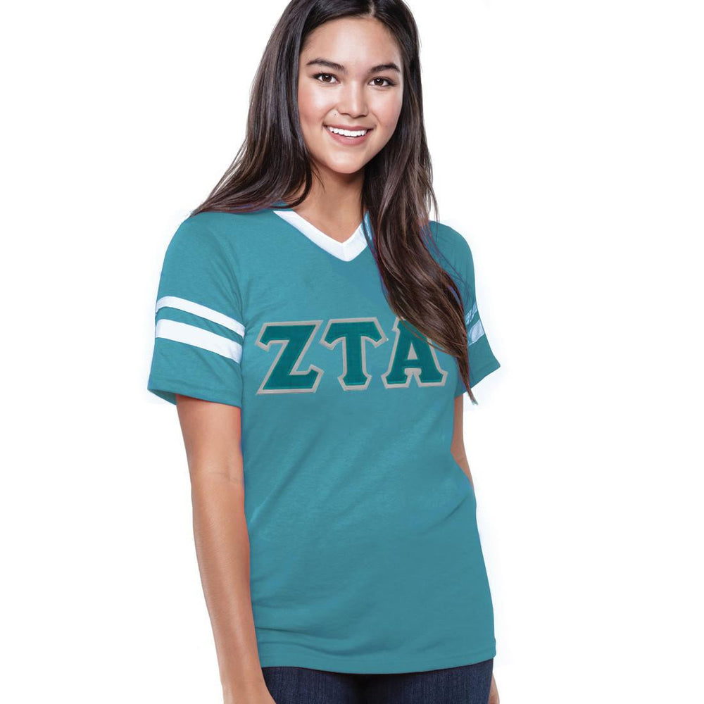 Discount Zeta Tau Alpha Jersey With Greek Applique Letters DISCOUNT-Zeta Tau Alpha Jersey With Greek Applique Letters