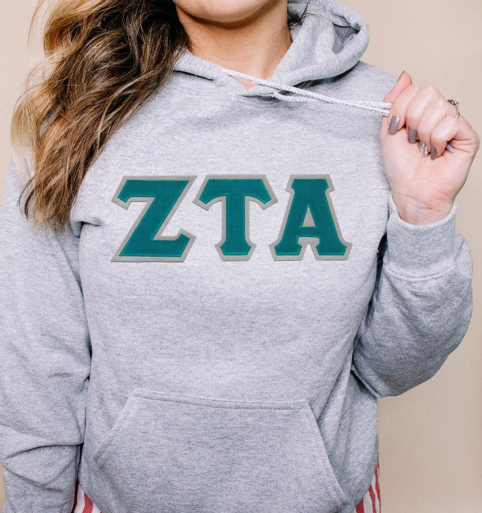 Discount Zeta Tau Alpha Lettered Hooded Sweatshirt Best Value DISCOUNT Zeta Tau Alpha Lettered Hooded Sweatshirt - Best Value