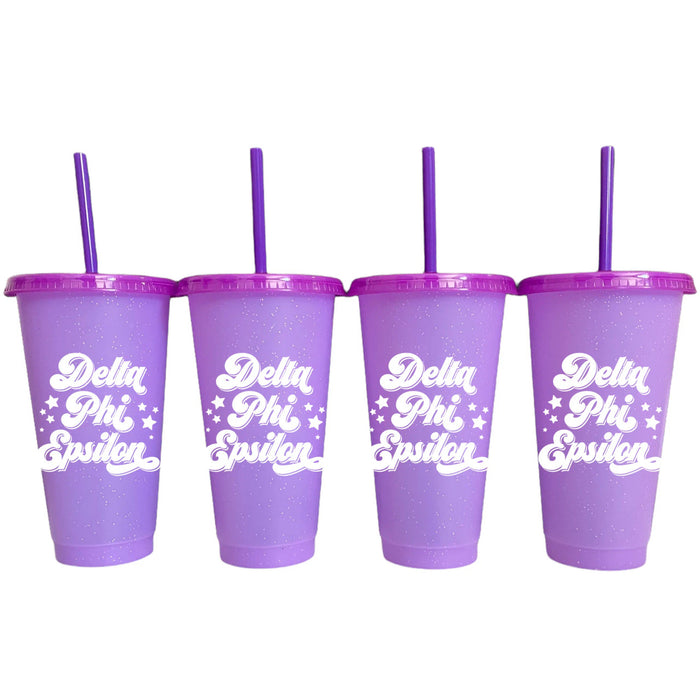 Delta Phi Epsilon Glitter Color Changing Cup 4 Pack Delta Phi Epsilon Glitter Color Changing Cup 4-Pack