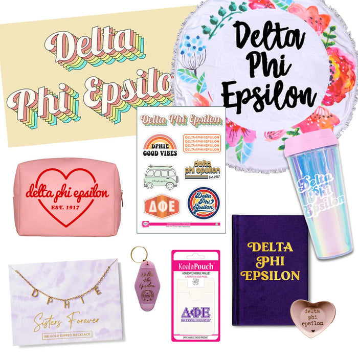 Delta Phi Epsilon Celebrate Sisterhood Sorority Gift Box 10 Items! Delta Phi Epsilon Celebrate Sisterhood Sorority Gift Box - 10 Items!