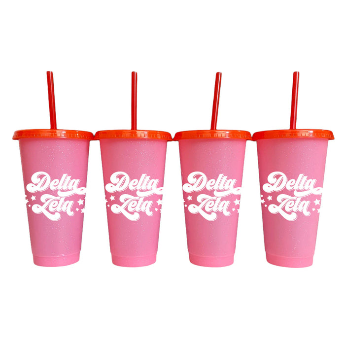 Delta Zeta Glitter Color Changing Cup 4 Pack Delta Zeta Glitter Color Changing Cup 4-Pack