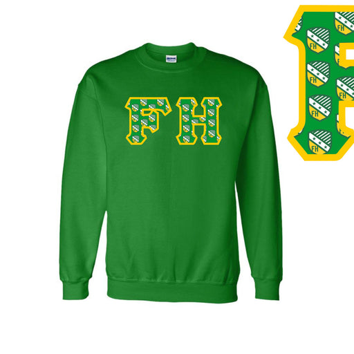 Kappa Kappa Gamma FARMHOUSE Fraternity Crest - Shield Twill Letter Crewneck Sweatshirt