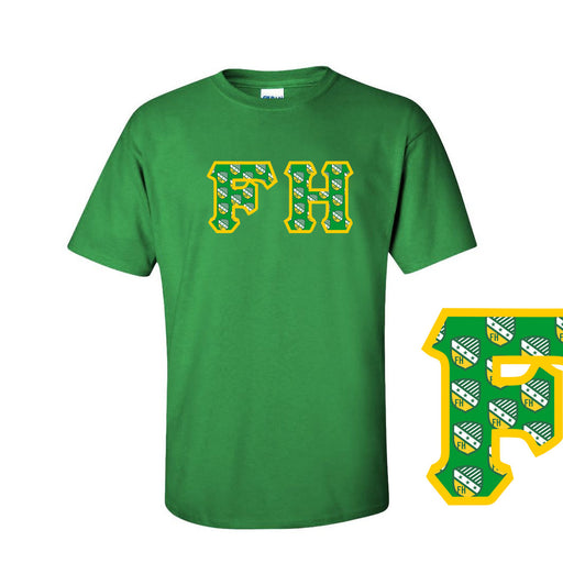 Kappa Kappa Gamma FARMHOUSE Fraternity Crest - Shield Twill Letter Tee