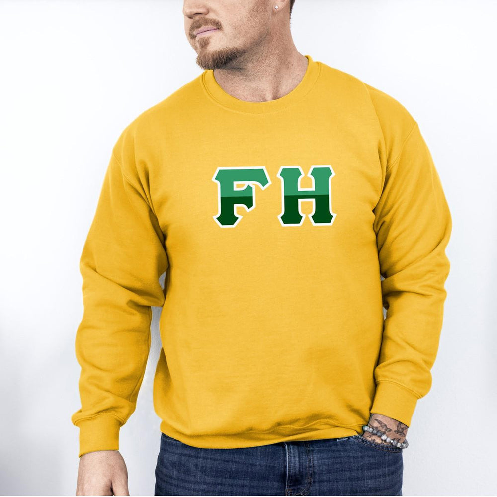 Printify Farmhouse Fraternity Two Toned Greek Lettered Crewneck Sweatshirts FarmHouse Fraternity Two Toned Greek Lettered Crewneck Sweatshirts