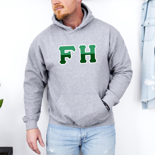 FarmHouse Fraternity Two Toned Greek Lettered Hooded Sweatshirts