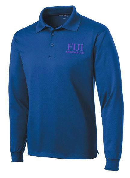 Fiji Fraternity $35 World Famous Long Sleeve Dry Fit Polo FIJI Fraternity-World Famous Long Sleeve Dry Fit Polo