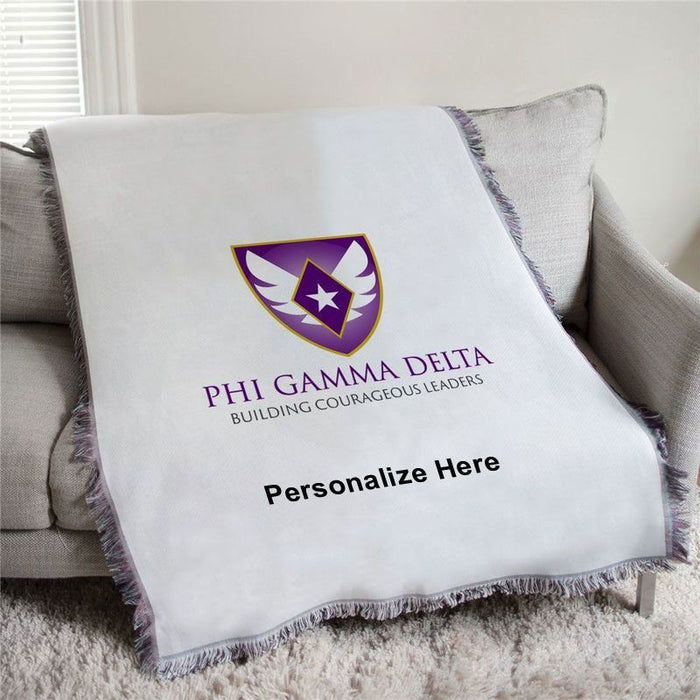Fiji Building Courageous Leaders Afghan Blanket Throw FIJI Fraternity - Phi Gamma Delta Building Courageous Leaders Afghan Blanket Throw