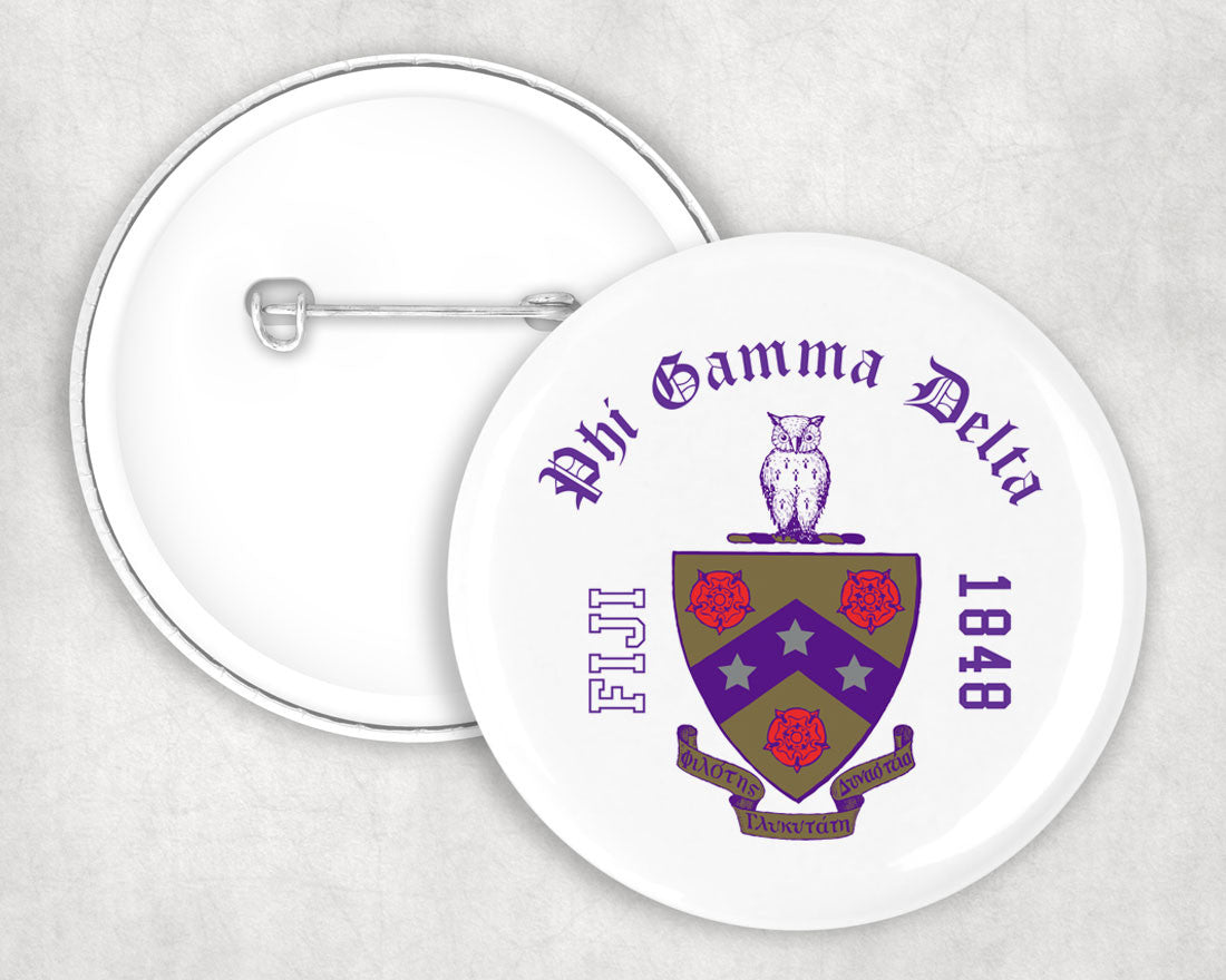 Fiji Fraternity Phi Gamma Delta Classic Crest Button FIJI Fraternity - Phi Gamma Delta Classic Crest Button