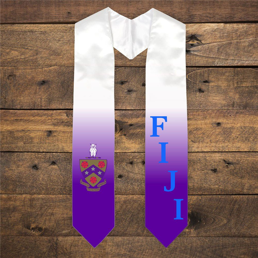 Fiji Extra Fancy Diagonal Greek Graduation Stole W Crest FIJI Fraternity - Phi Gamma Delta Extra Fancy Diagonal Greek Graduation Stole W Crest