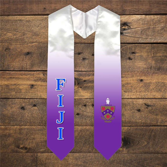 Fiji Extra Fancy Simple Greek Graduation Stole W Crest FIJI Fraternity - Phi Gamma Delta Extra Fancy Simple Greek Graduation Stole W Crest