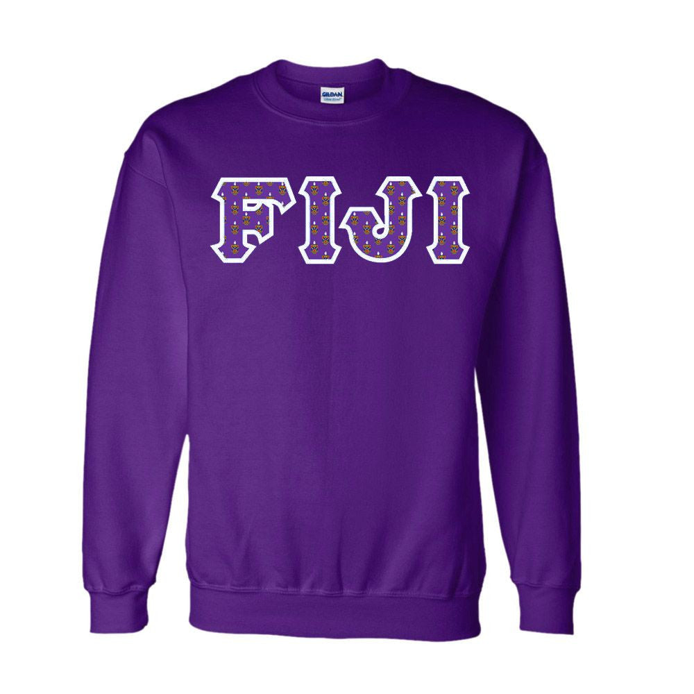 Fiji Fraternity Crest Shield Twill Letter Crewneck Sweatshirt FIJI Fraternity Crest - Shield Twill Letter Crewneck Sweatshirt