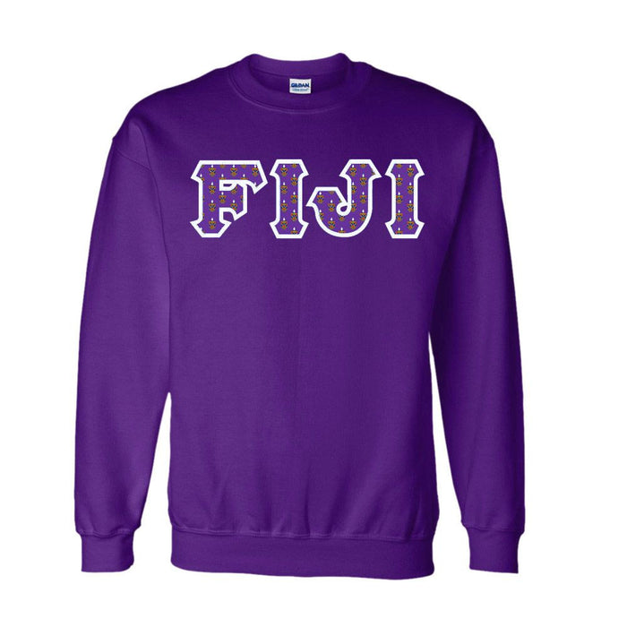 Fiji Fraternity Crest Shield Twill Letter Crewneck Sweatshirt FIJI Fraternity Crest - Shield Twill Letter Crewneck Sweatshirt