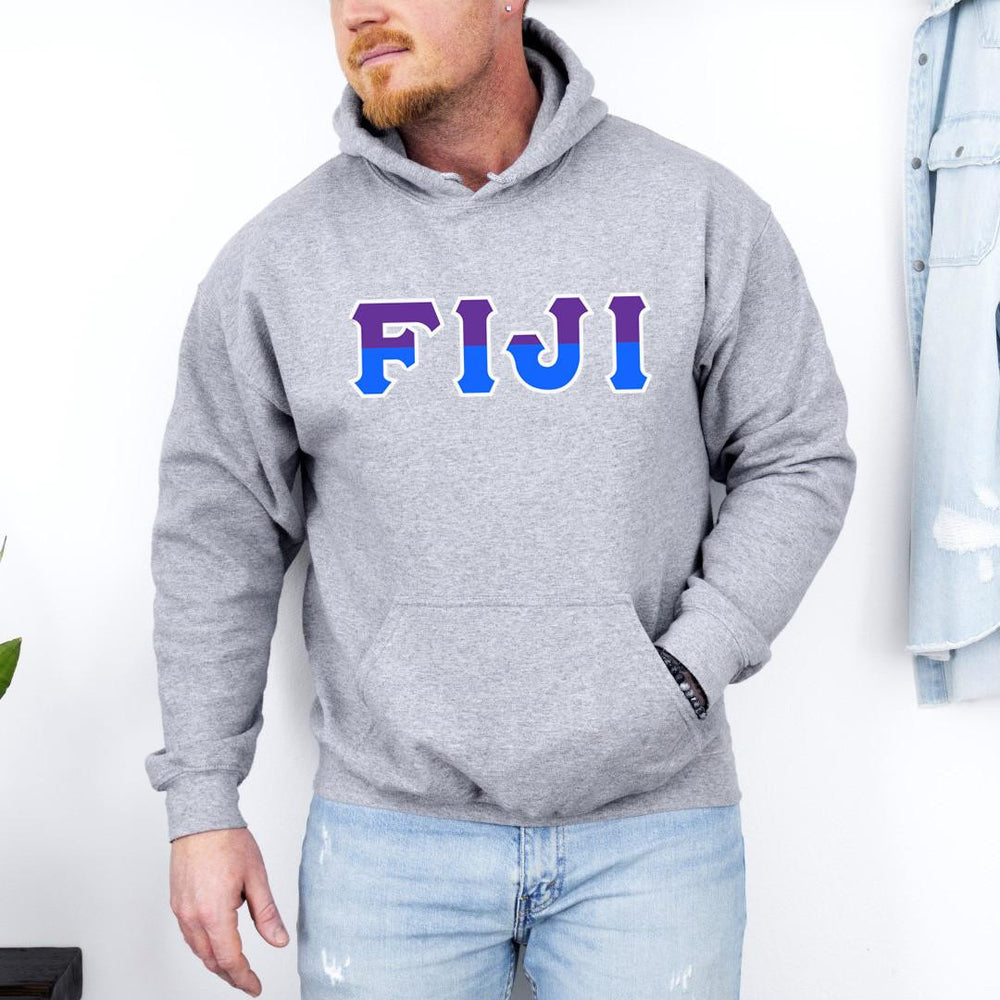 Printify Fiji Fraternity Phi Gamma Delta Two Toned Greek Lettered Hooded Sweatshirts FIJI Fraternity - Phi Gamma Delta Two Toned Greek Lettered Hooded Sweatshirts