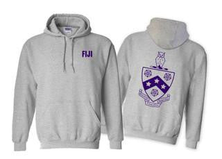 Printify Fiji Fraternity Phi Gamma Delta World Famous Crest Shield Hooded Sweatshirt FIJI Fraternity - Phi Gamma Delta World Famous Crest - Shield Hooded Sweatshirt