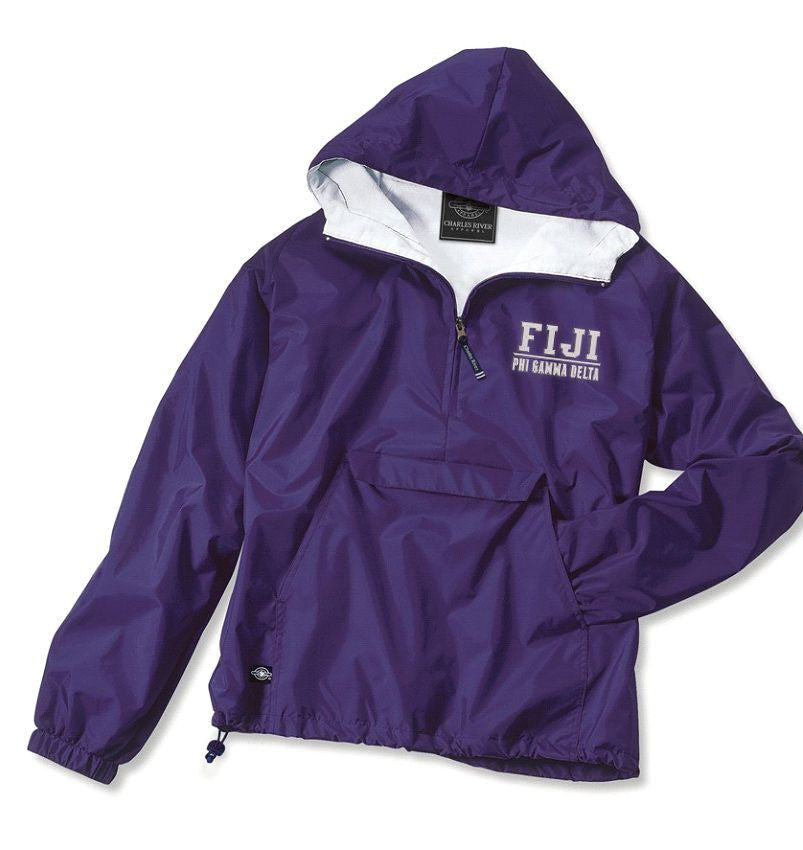Fiji Fraternity Letter Anoraks FIJI Fraternity Letter Windbreaker Pullovers