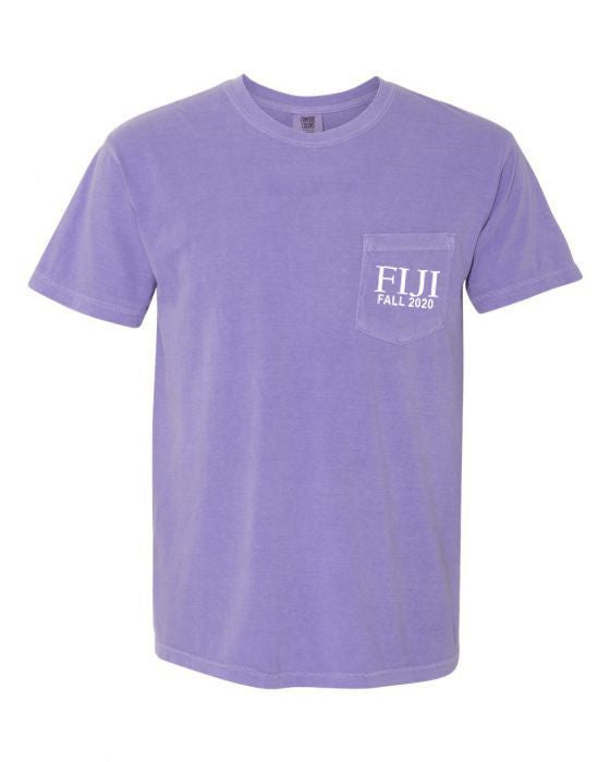 Fiji Greek Letter Comfort Colors Pocket Tee FIJI Fraternity - Phi Gamma Delta Greek Letter Comfort Colors Pocket Tee