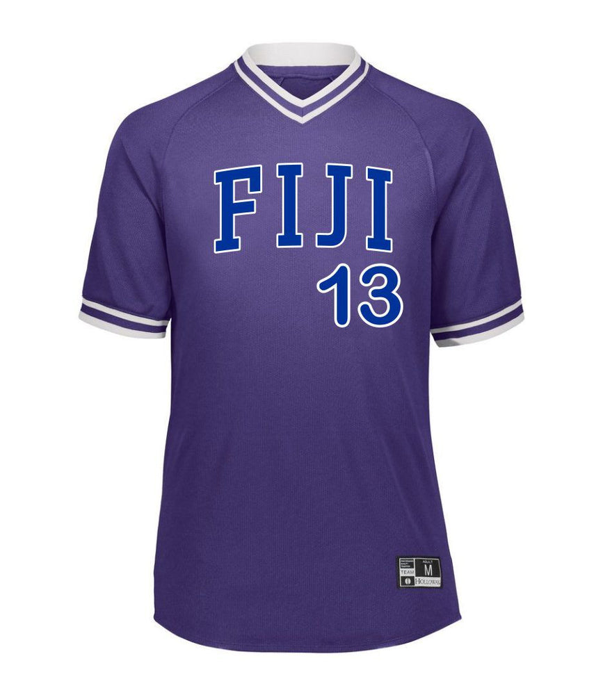 Fiji Retro V Neck Baseball Jersey FIJI Fraternity - Phi Gamma Delta Retro V-Neck Baseball Jersey