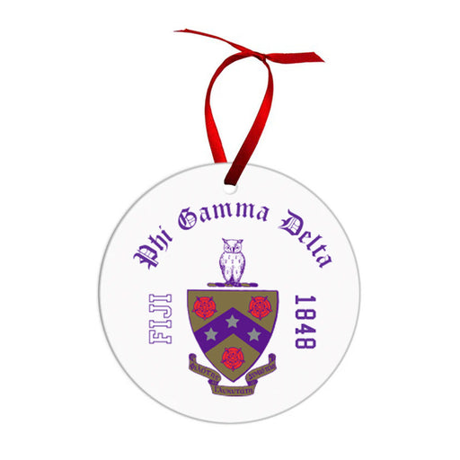 Phi Gamma Delta FIJI Fraternity - Phi Gamma Delta Crest & Year Circle Ornaments
