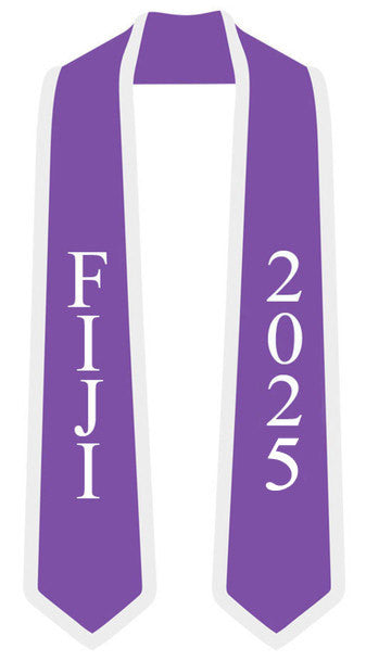 Discount Fiji Greek 2 Tone Lettered Graduation Sash Stole W/ Year DISCOUNT-FIJI Greek 2 Tone Lettered Graduation Sash Stole w/ Year