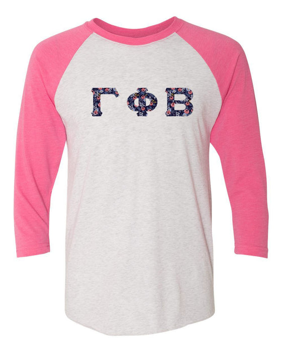 Gamma Phi Beta Unisex Tri Blend Three Quarter Sleeve Baseball Raglan Tee Gamma Phi Beta Unisex Tri-Blend Three-Quarter Sleeve Baseball Raglan Tee