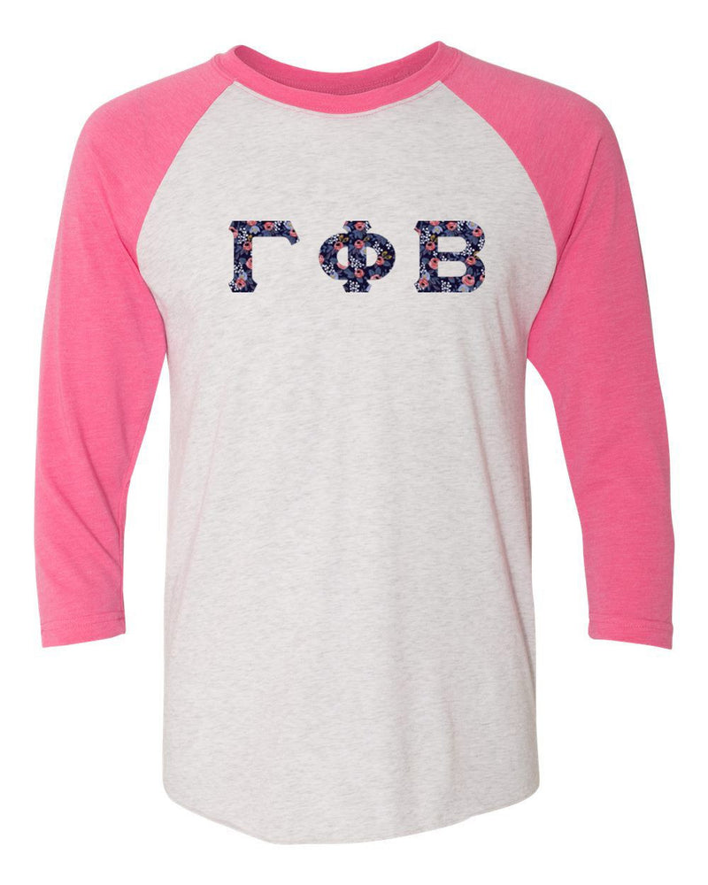 Gamma Phi Beta Unisex Tri Blend Three Quarter Sleeve Baseball Raglan Tee Gamma Phi Beta Unisex Tri-Blend Three-Quarter Sleeve Baseball Raglan Tee