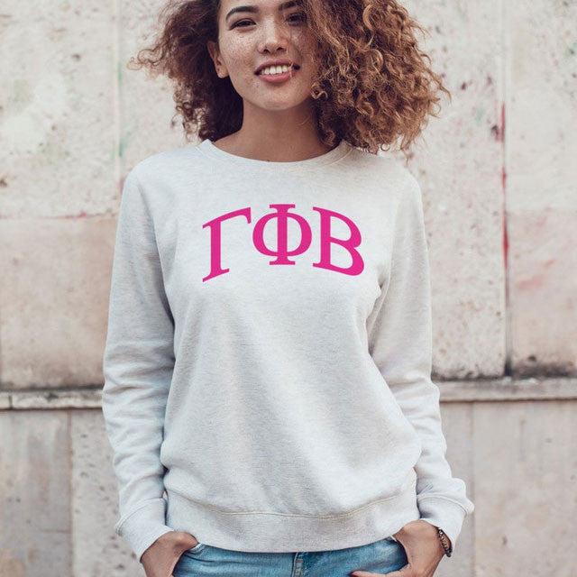 Gamma Phi Beta Arched Greek Lettered Crewneck Sweatshirt Gamma Phi Beta Arched Greek Lettered Crewneck Sweatshirt