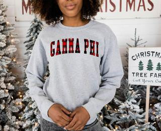 Gamma Phi Beta Gamma Phi Beta Christmas Plaid Nickname Crewnecks