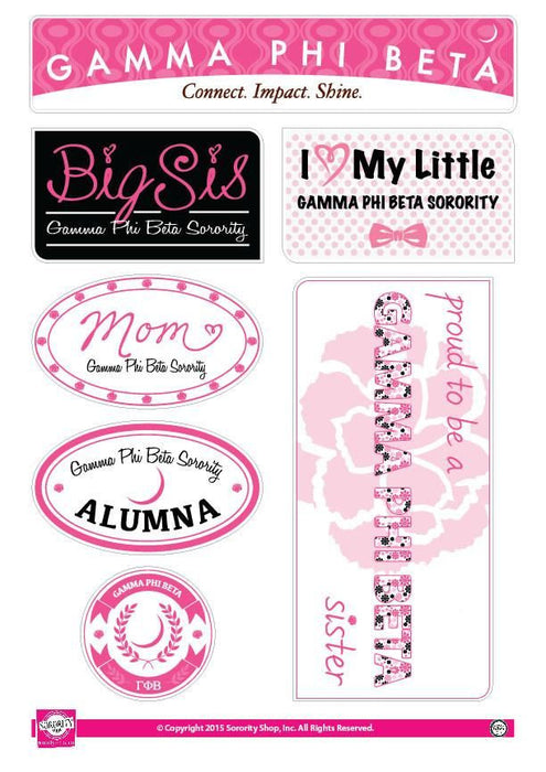 Gamma Phi Beta Family Sticker Sheet Gamma Phi Beta Family Sticker Sheet