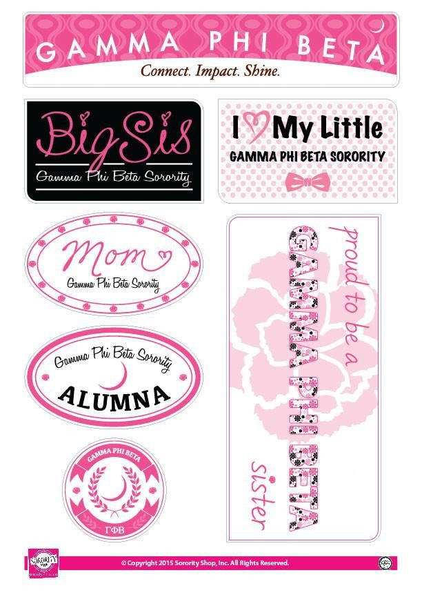 Gamma Phi Beta Family Sticker Sheet Gamma Phi Beta Family Sticker Sheet
