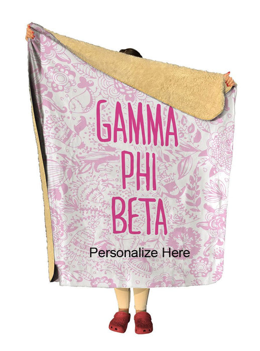 Gamma Phi Beta Floral Sherpa Lap Blanket Gamma Phi Beta Floral Sherpa Lap Blanket