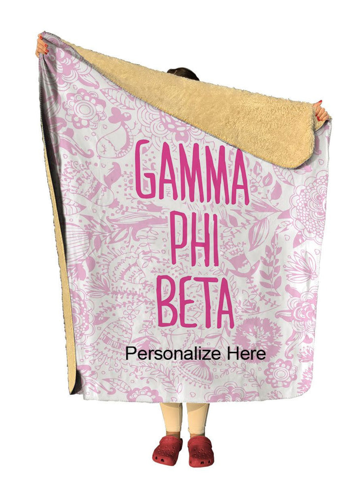 Gamma Phi Beta Floral Sherpa Lap Blanket Gamma Phi Beta Floral Sherpa Lap Blanket