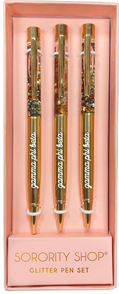 Gamma Phi Beta Glitter Pens (set Of 3) Gamma Phi Beta Glitter Pens (Set of 3)