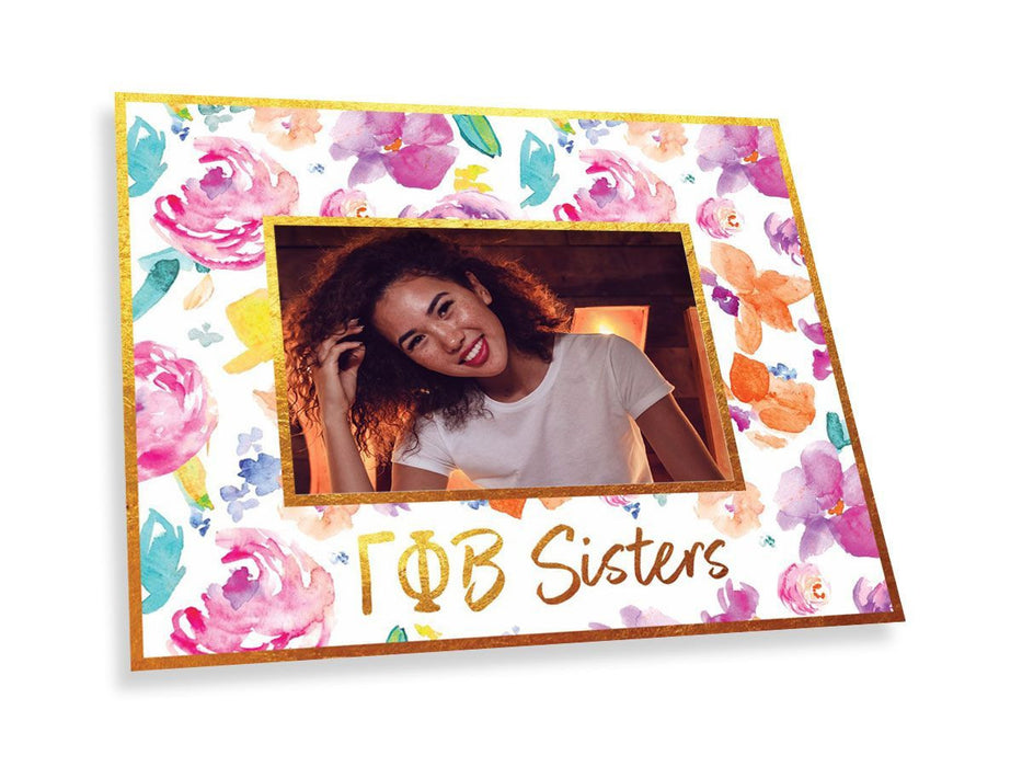 Gamma Phi Beta Gold Foil & Floral Painted Photo Frame Gamma Phi Beta Gold Foil & Floral Painted Photo Frame