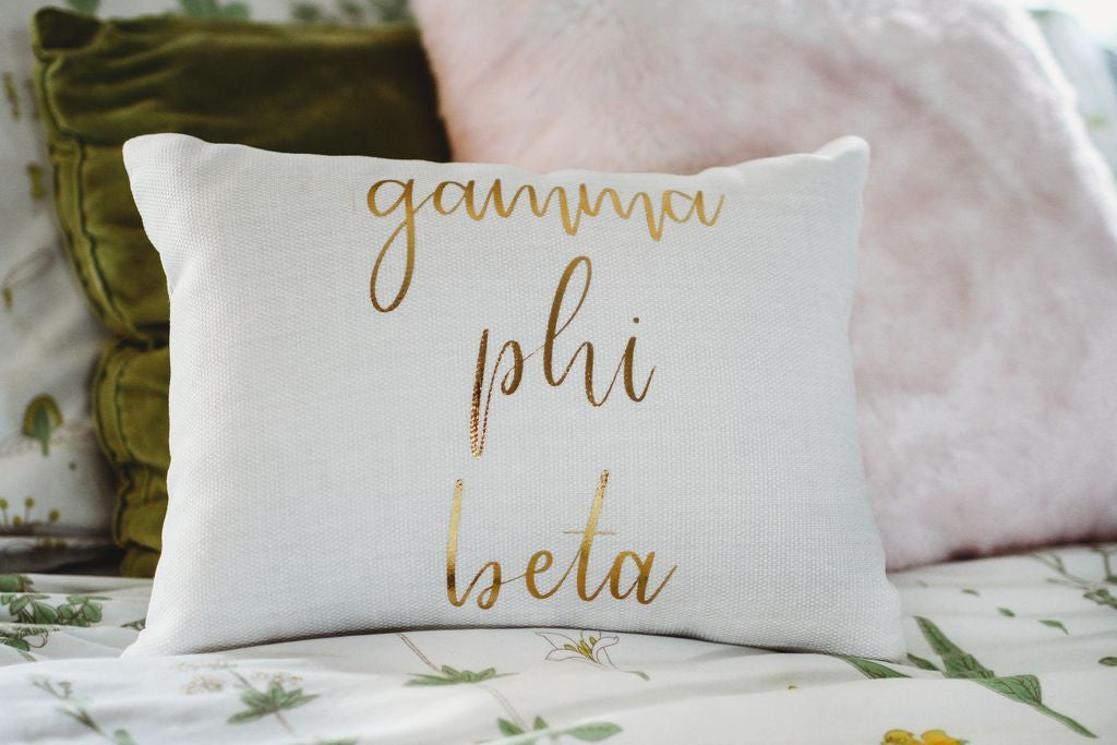 Gamma Phi Beta Gold Imprint Throw Pillow Gamma Phi Beta Gold Imprint Throw Pillow
