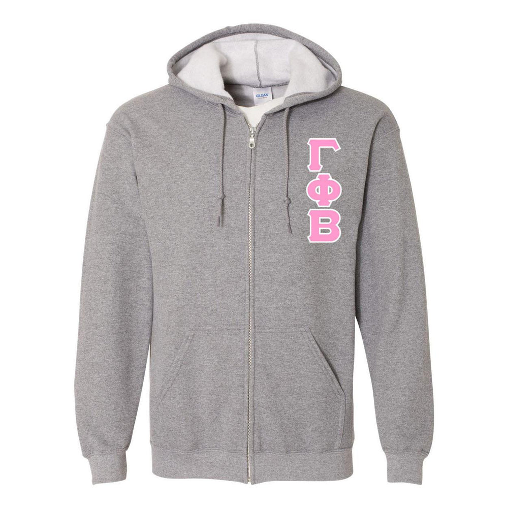 Gamma Phi Beta Heavy Full Zip Hoodie 3" Letters Gamma Phi Beta Heavy Full Zip Hoodie - 3
