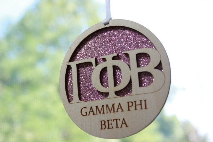 Gamma Phi Beta Laser Carved Greek Letter Ornament 3" Round Gamma Phi Beta Laser Carved Greek Letter Ornament - 3