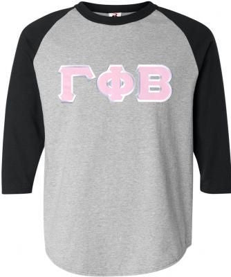Gamma Phi Beta DISCOUNT-Gamma Phi Beta Lettered Raglan Shirt