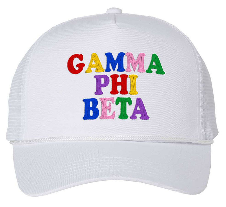 Gamma Phi Beta Rainbow Trucker Hat Gamma Phi Beta Rainbow Trucker Hat