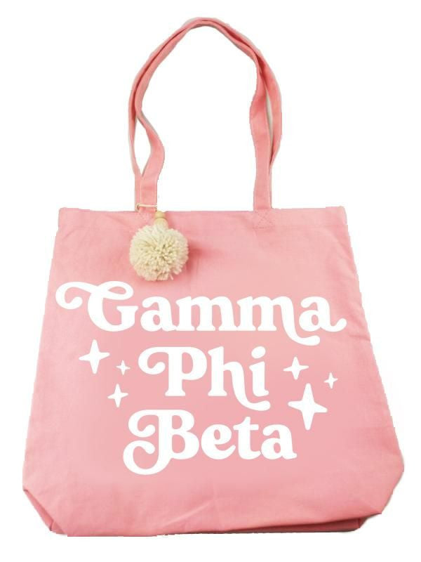 Gamma Phi Beta Retro Pom Pom Tote Bag Gamma Phi Beta Retro Pom Pom Tote Bag