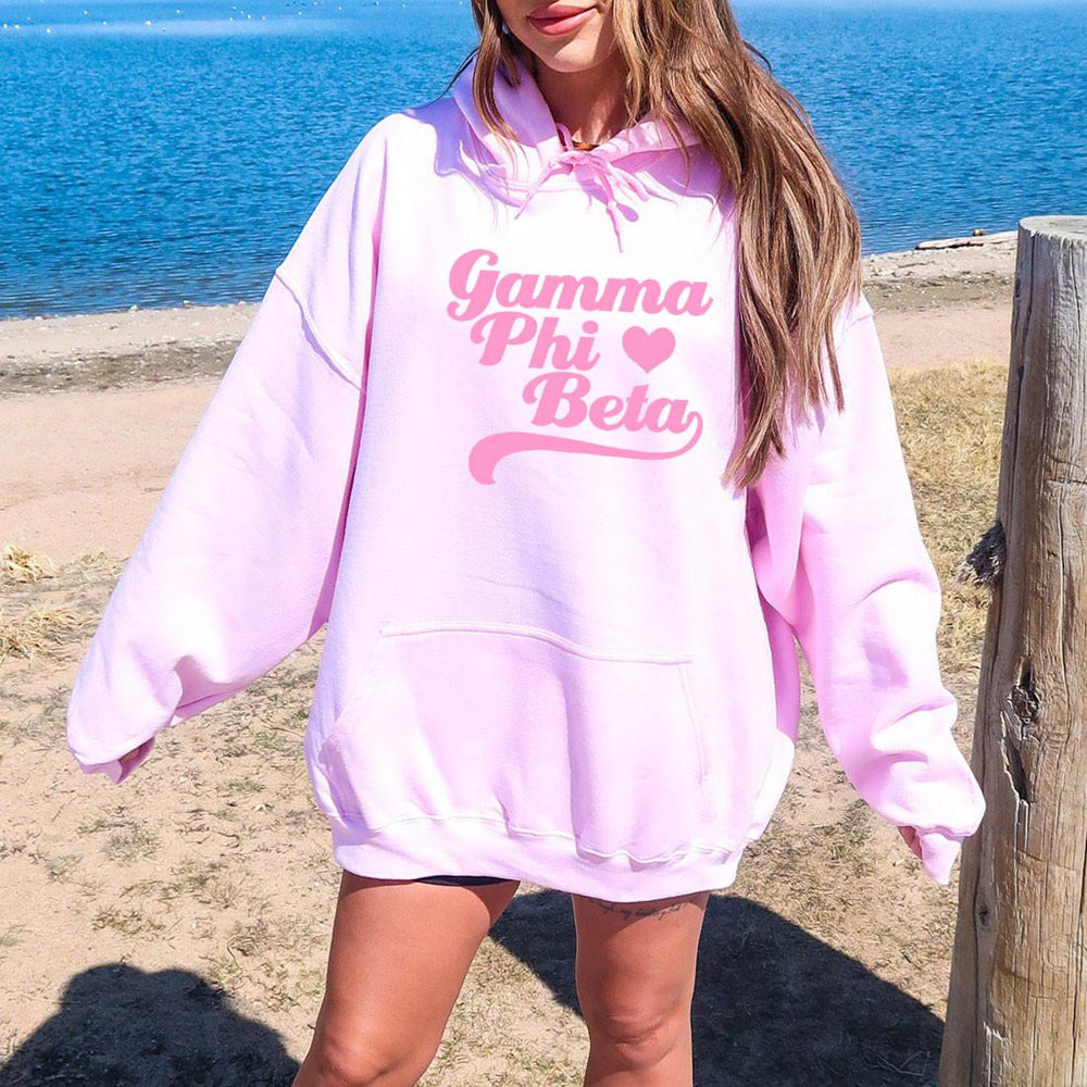 Gamma Phi Beta Script Heart Greek Hoodie Gamma Phi Beta Script Heart Greek Hoodie