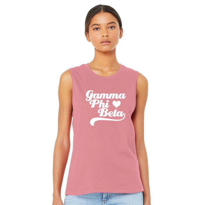 Printify Gamma Phi Beta Tail Heart Bella + Canvas Muscle Tank Gamma Phi Beta Tail Heart Bella + Canvas Muscle Tank